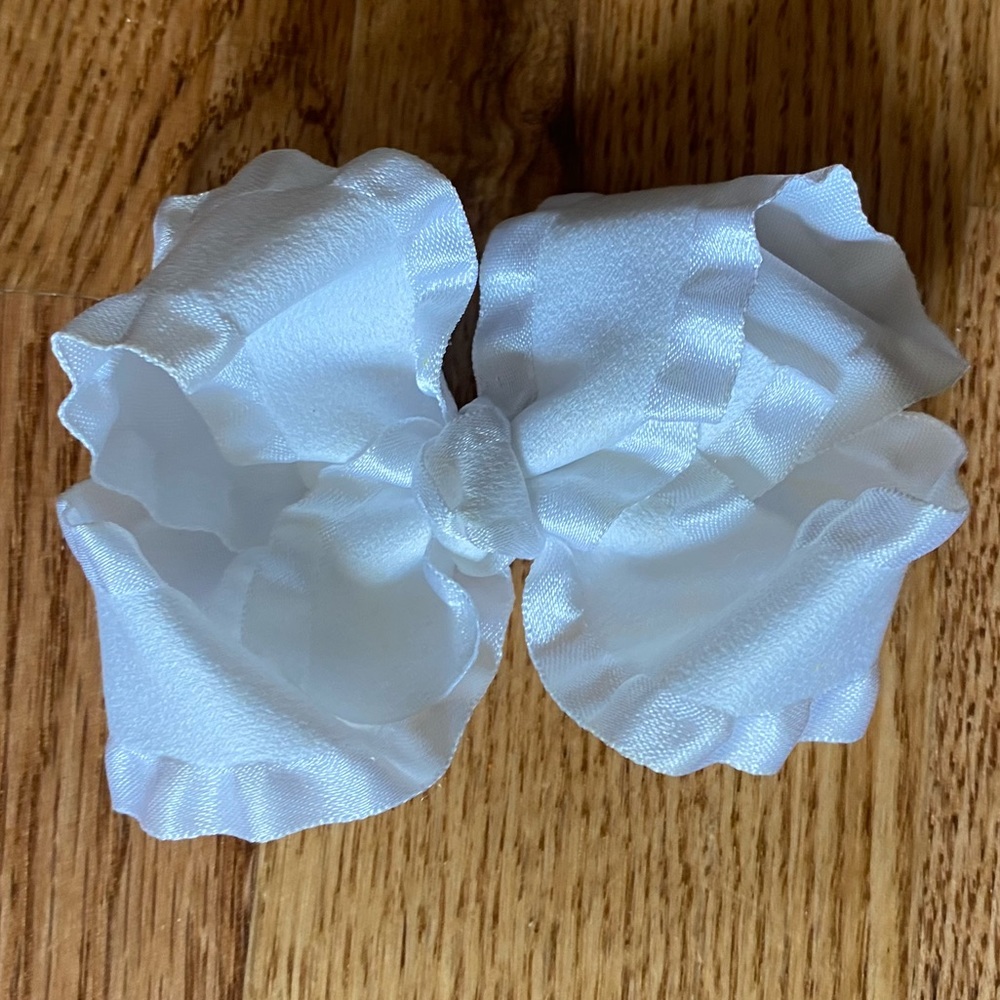 Handmade white ruffle bow